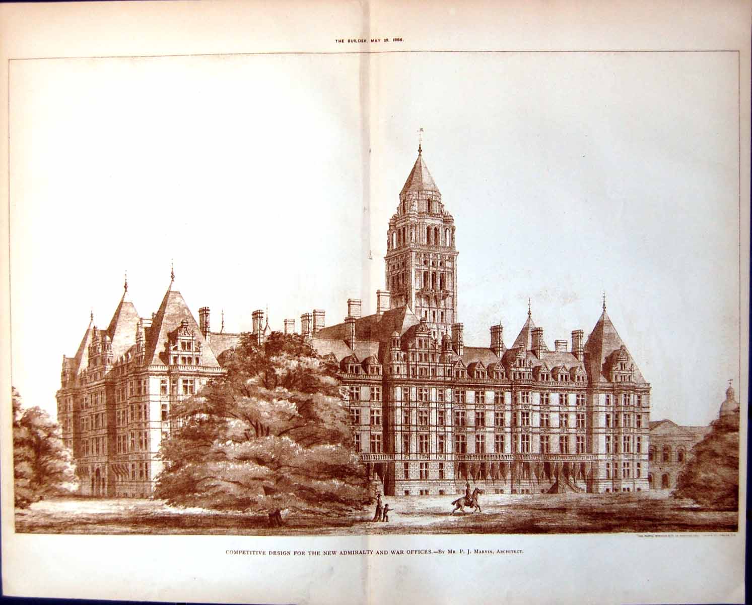 Old Competitive Design New Admiralty War Offices P J Marvin Arch 1886 11 19th