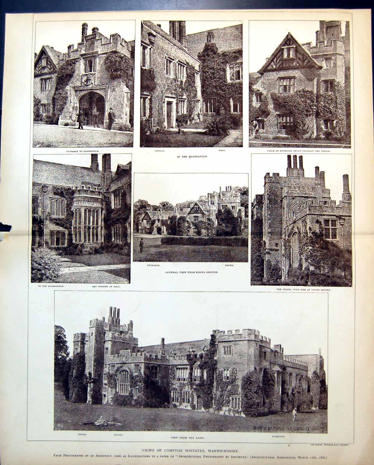 Old Compton Winyates Warwickshire Chapel Staircase Quadrangle 1886 11 Victorian