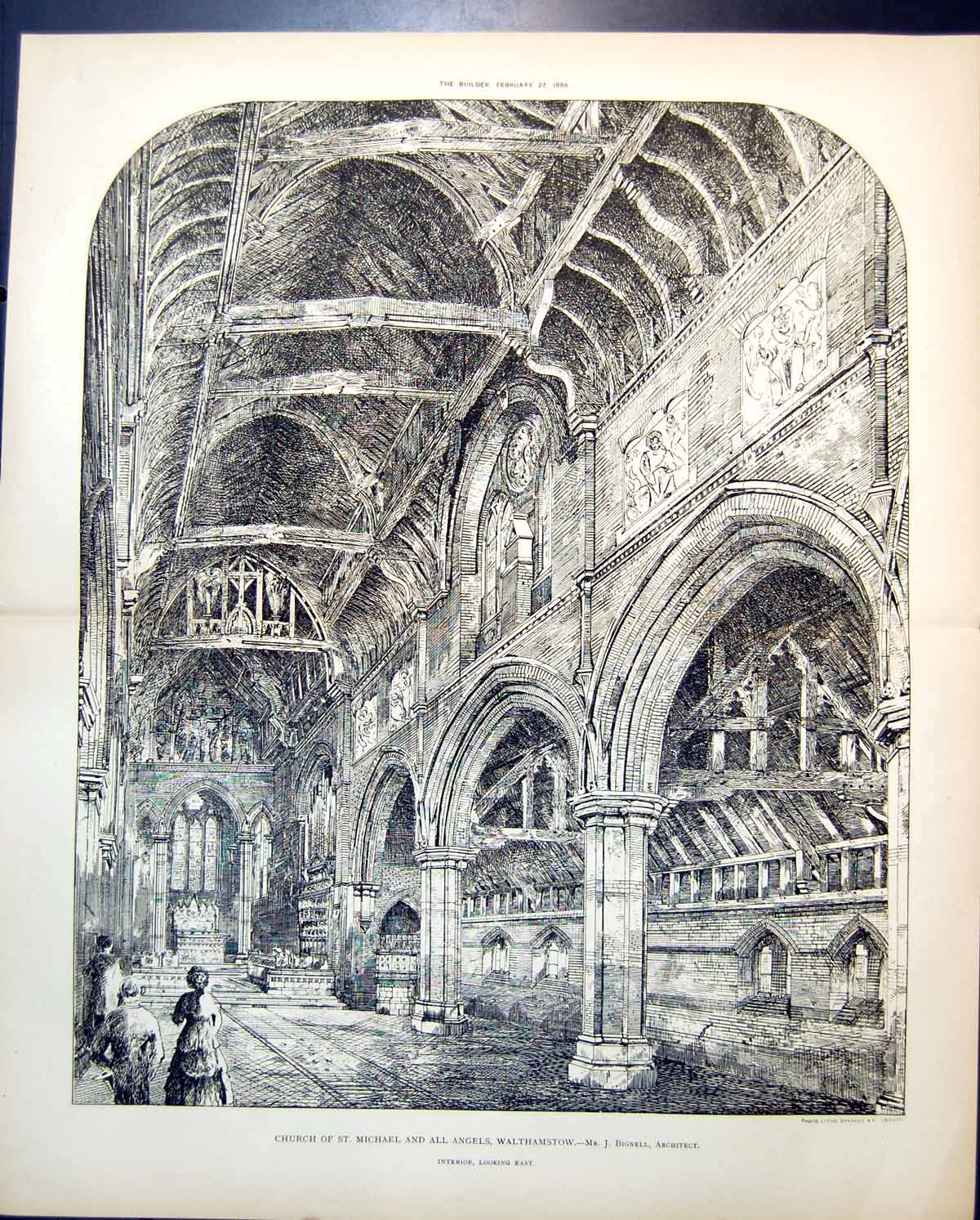 Old Interior Church St Michael All Angels Walthamstow J Bignell 1886 11 19th