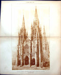 Old Print Liverpool Cathedral Cometition Bodley & Garner View West Front 1886 11