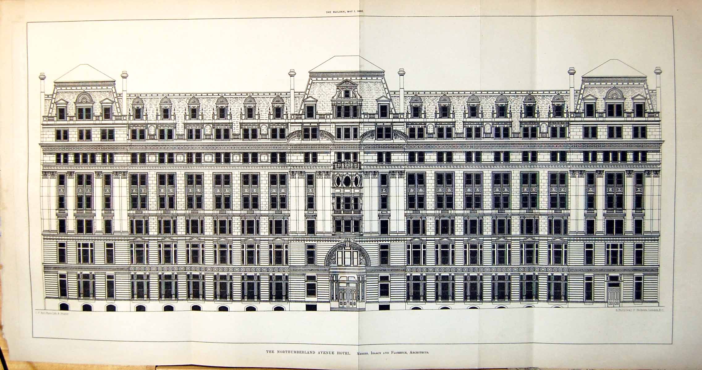 Old Northumberland Avenue Hotel Messrs Isaacs & Florence Arch 1886 11 Victorian