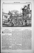 Antique Print Kirby Hall South East Corner Inner Quadrangle Courtyard 1886 19th