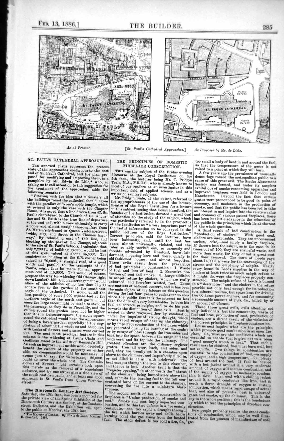 Old Print St Pauls Cathedral Approaches Present Proposed Mr De Lisle 1886 19th