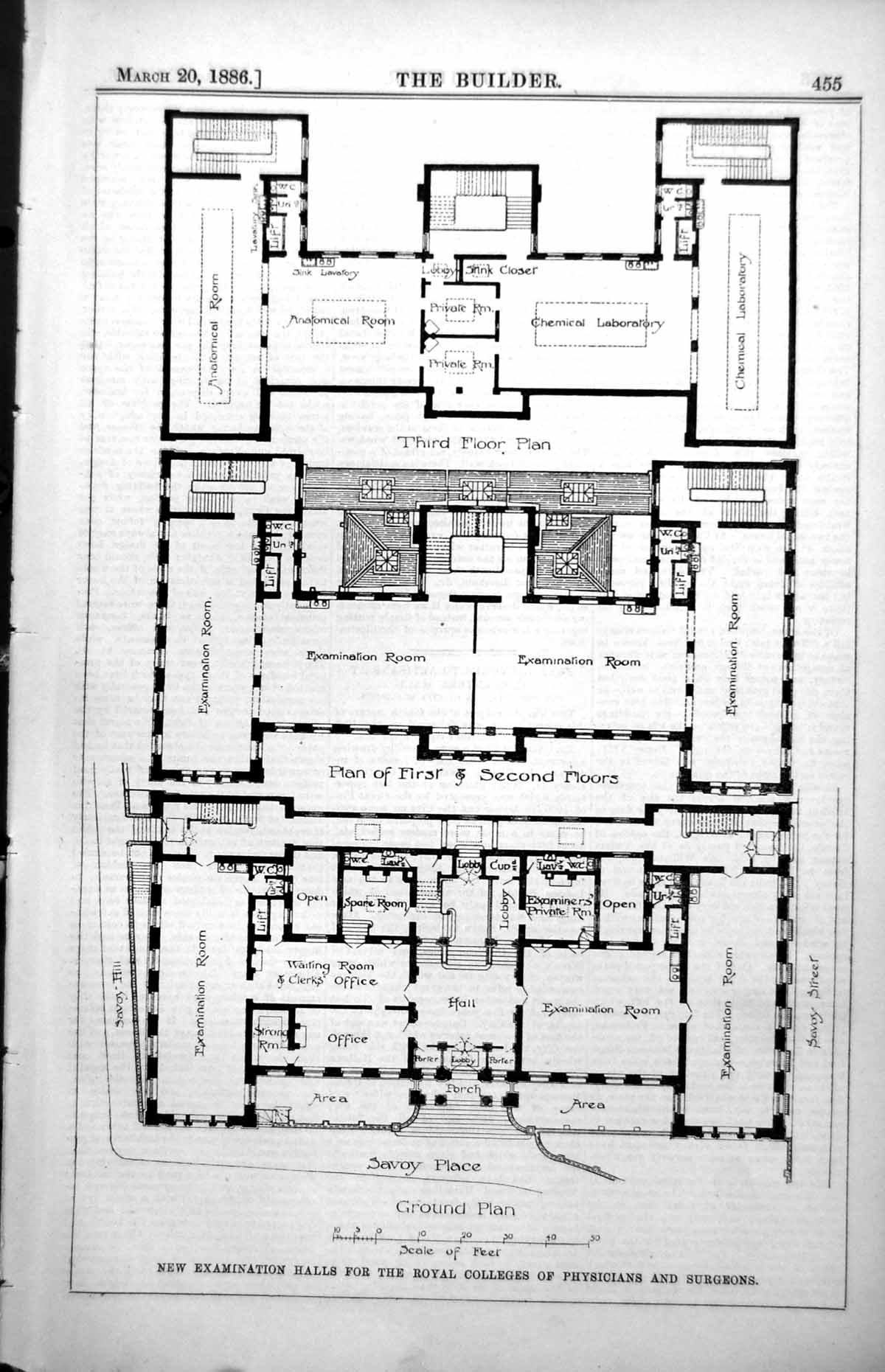 Old Plan New Examination Halls Royal College Physicians Surgeons 1886 Victorian