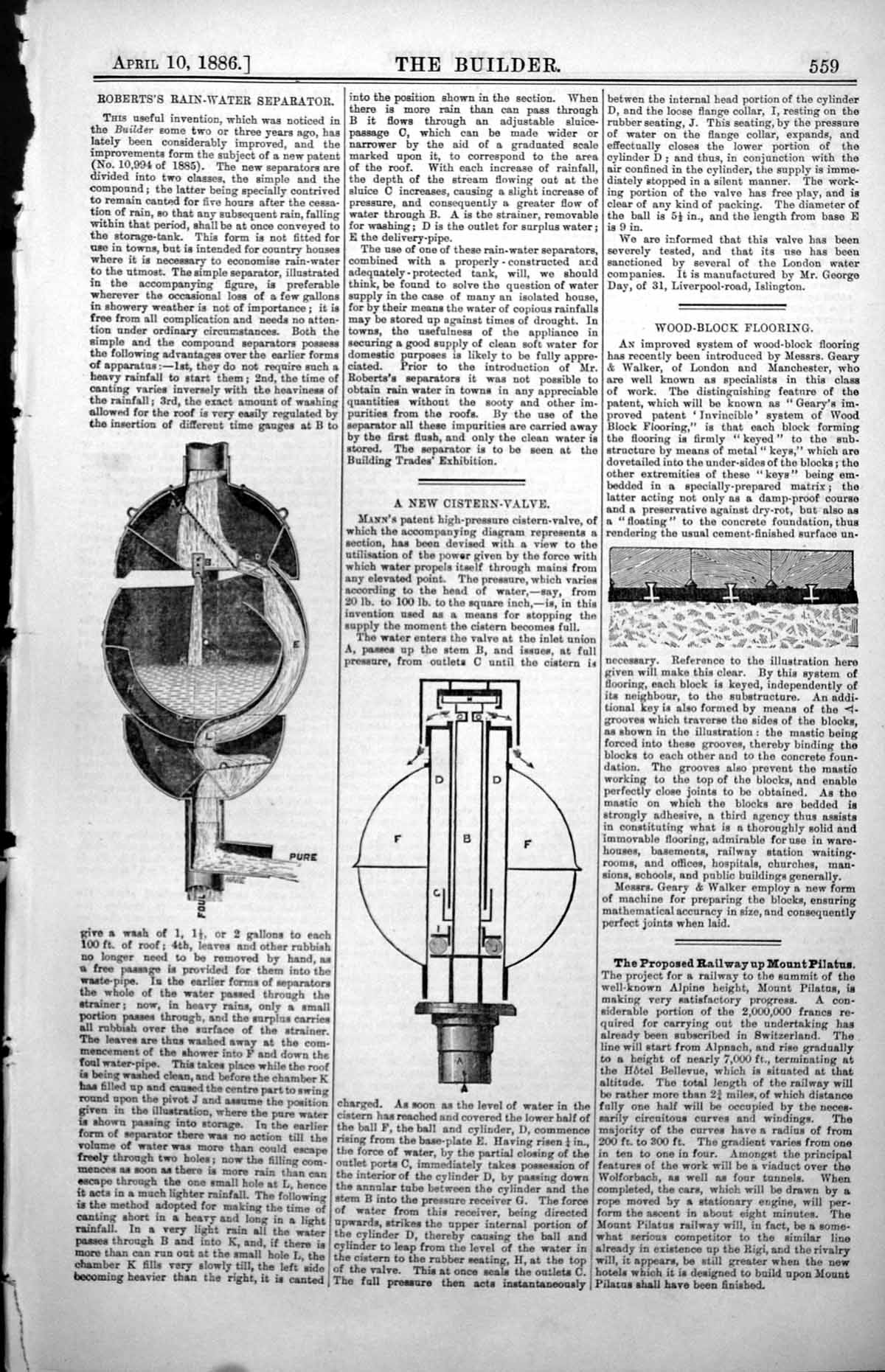 Old Roberts Rain Water Separator Cistern Valve Wood Block Floor 1886 Victorian