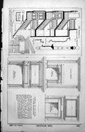 Antique Old Print Plans Staircase 74 Lower Thames St Fireplaces Woodwork 1886
