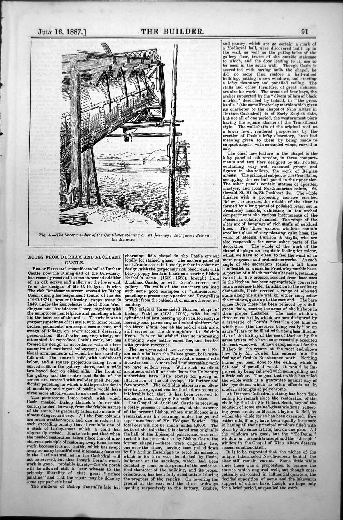 Antique Print Lower Member Cantilever Starting Journey Inchgarvie Pier 1887