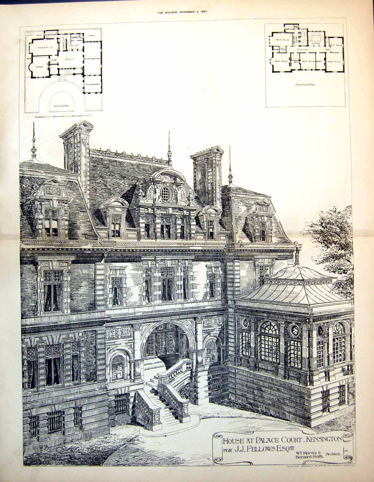 Old Print War Admiralty Offices Glazed Court Staircase Admiralty Webb Bell1884