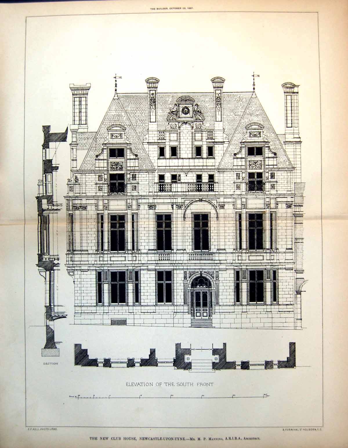 Old Design Admiralty War Offices Park Front E Bell & Aston Webb 1884Victorian