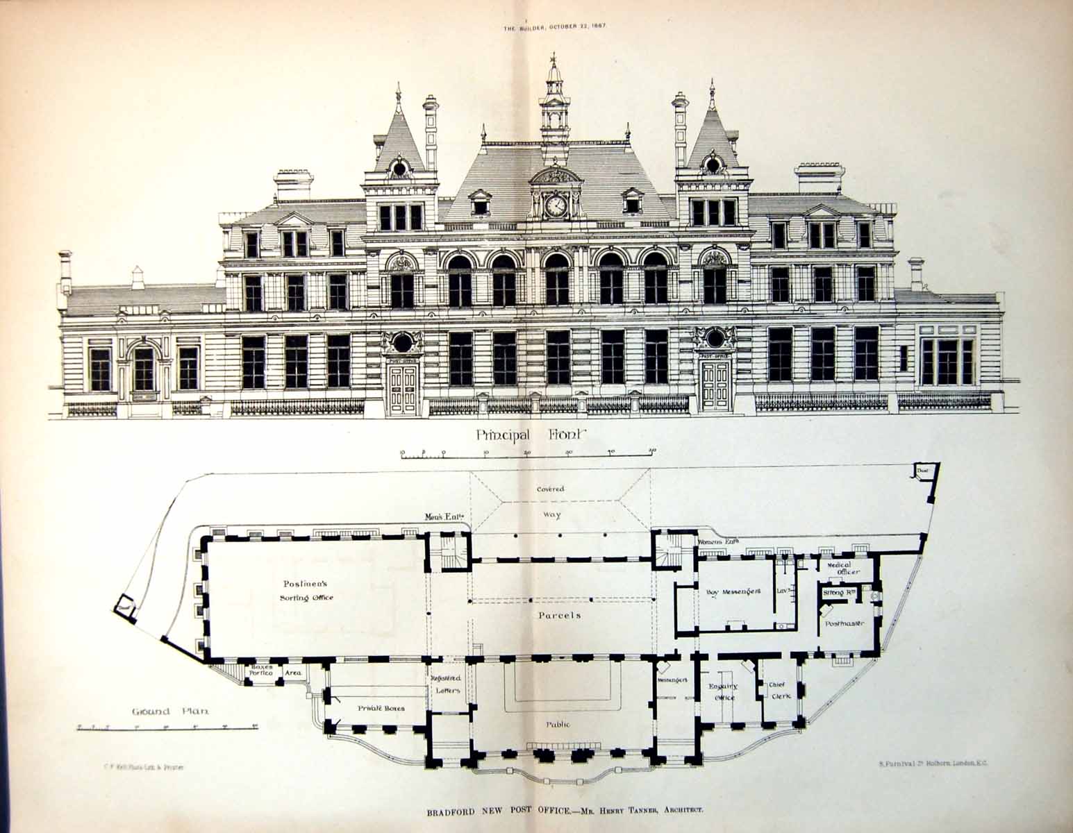 Old Accepted Design Admiralty War Offices Leeming & Leeming Arch 1884 19th