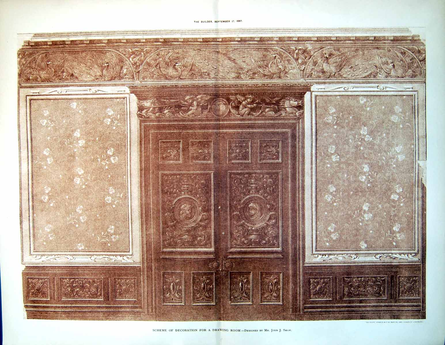 Antique Old Print Plan Nottingham Porch St Marys Church Bury St Edmunds 1884