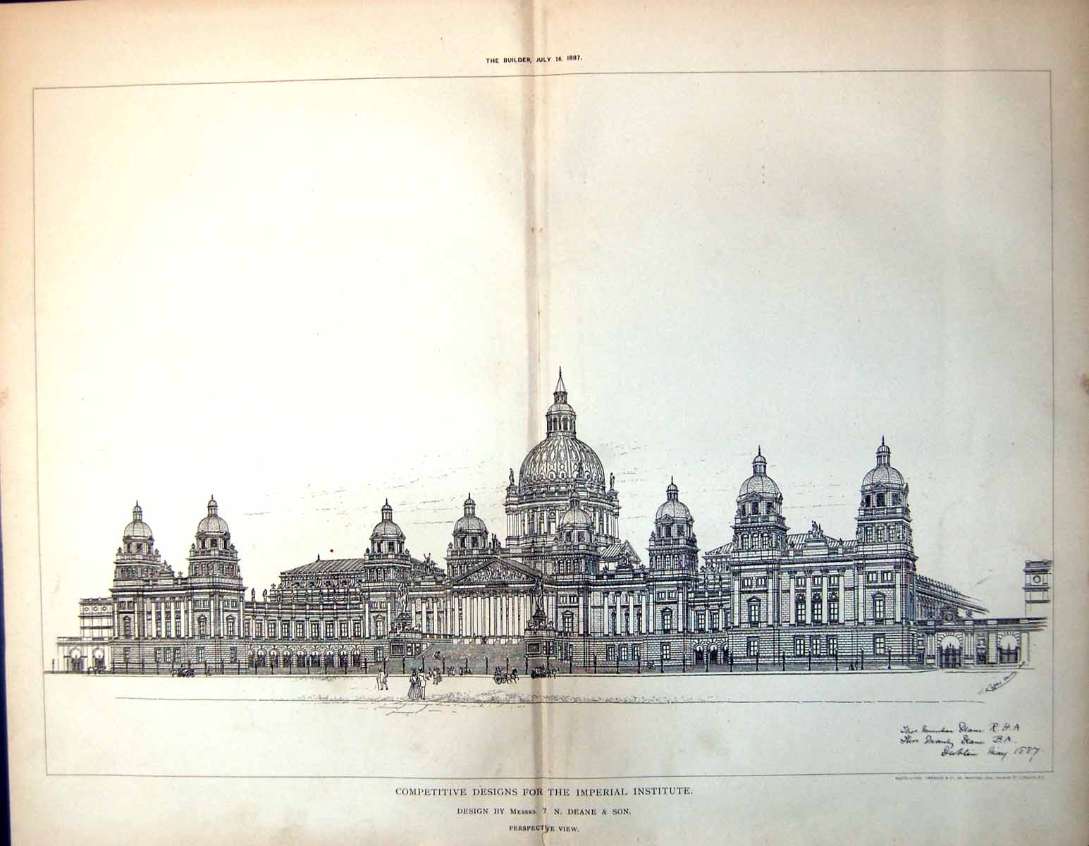 Old Plans Municipal Buildings Christchurch Figure Concord Frampton 1888 19th