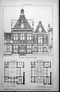 Old Design Edinburgh Public Library George Washington Browne Arch 1887 19th
