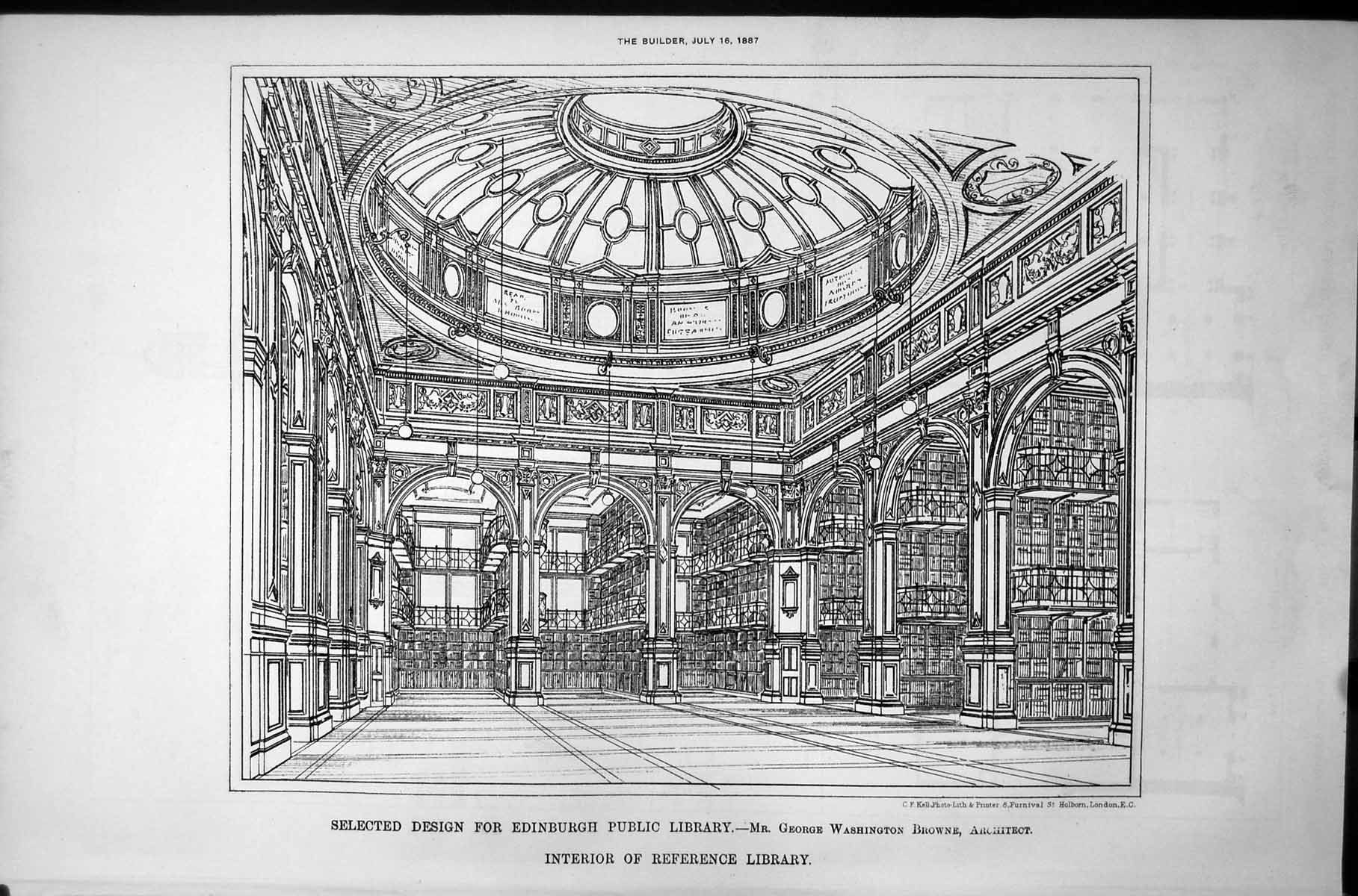 Old Design Edinburgh Public Library Interior Reference Library 1887Victorian