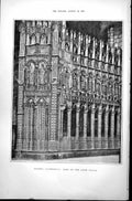 Original Old Antique Print Toledo Cathedral Spain Side High Altar 1887 19th