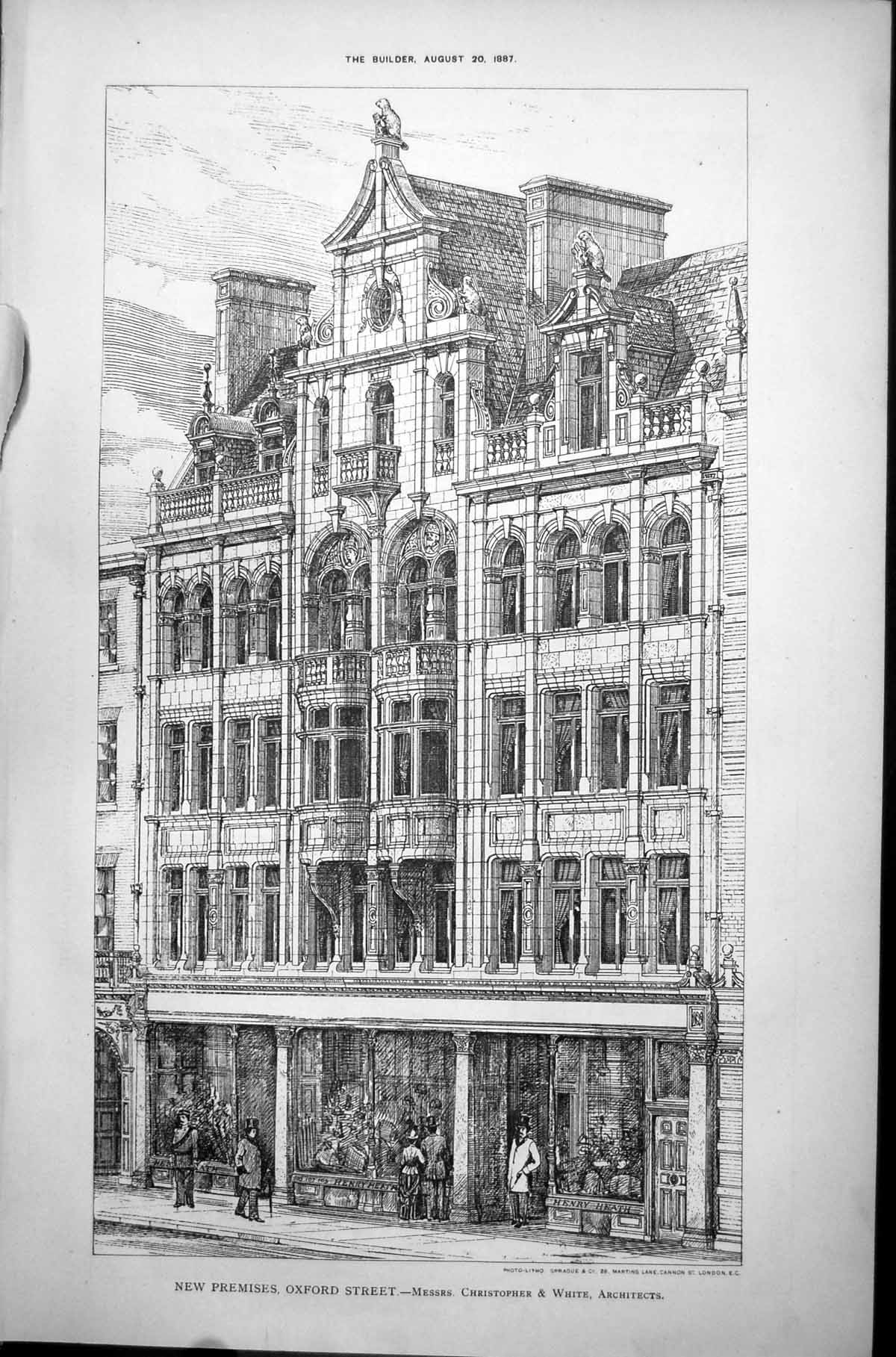 Old New Premises Oxford Street Messrs Christopher & White Arch 1887Victorian