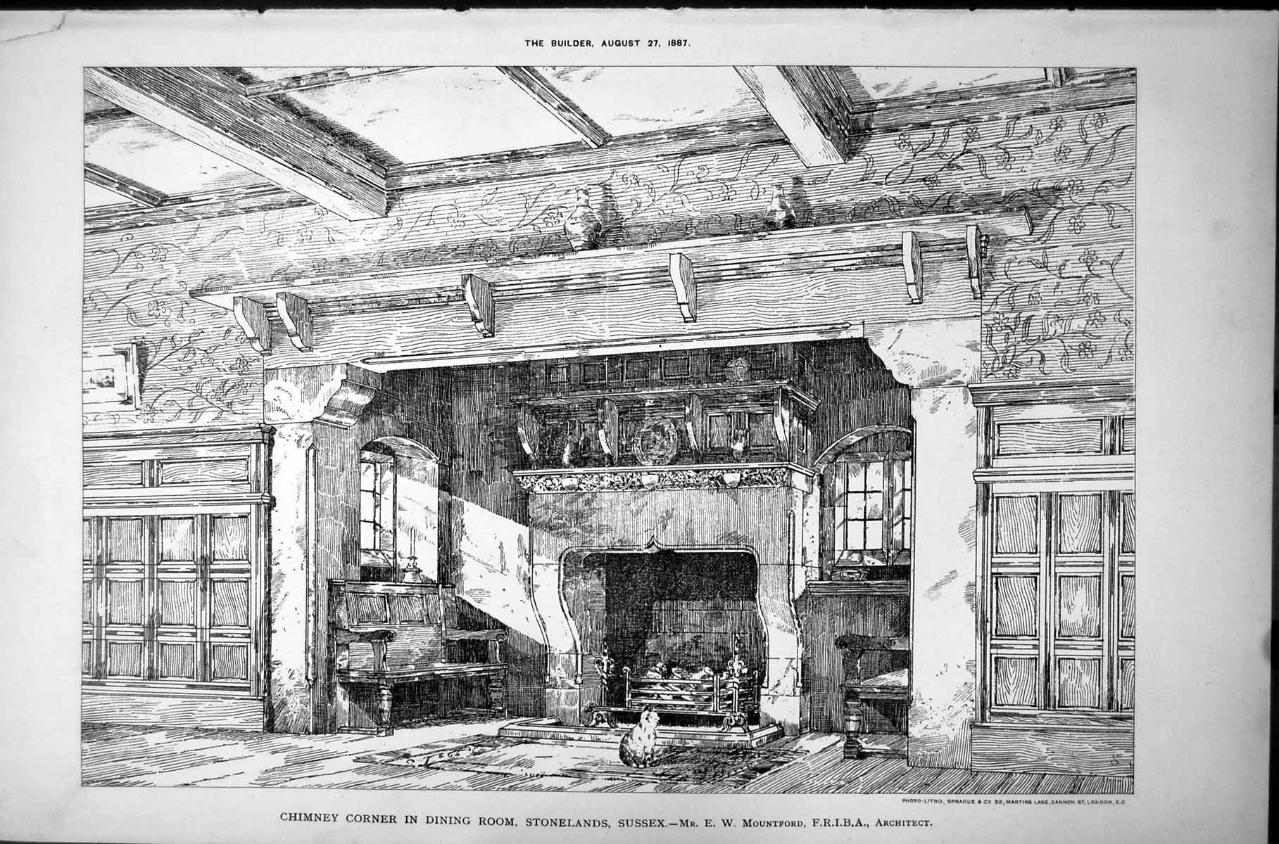 Old Chimney Corner Dining Room Stonelands Sussex E Mounrford Arch1887 19th