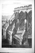 Original Old Antique Print On The Leads Norwich Sketch Mr H H Statham 1887