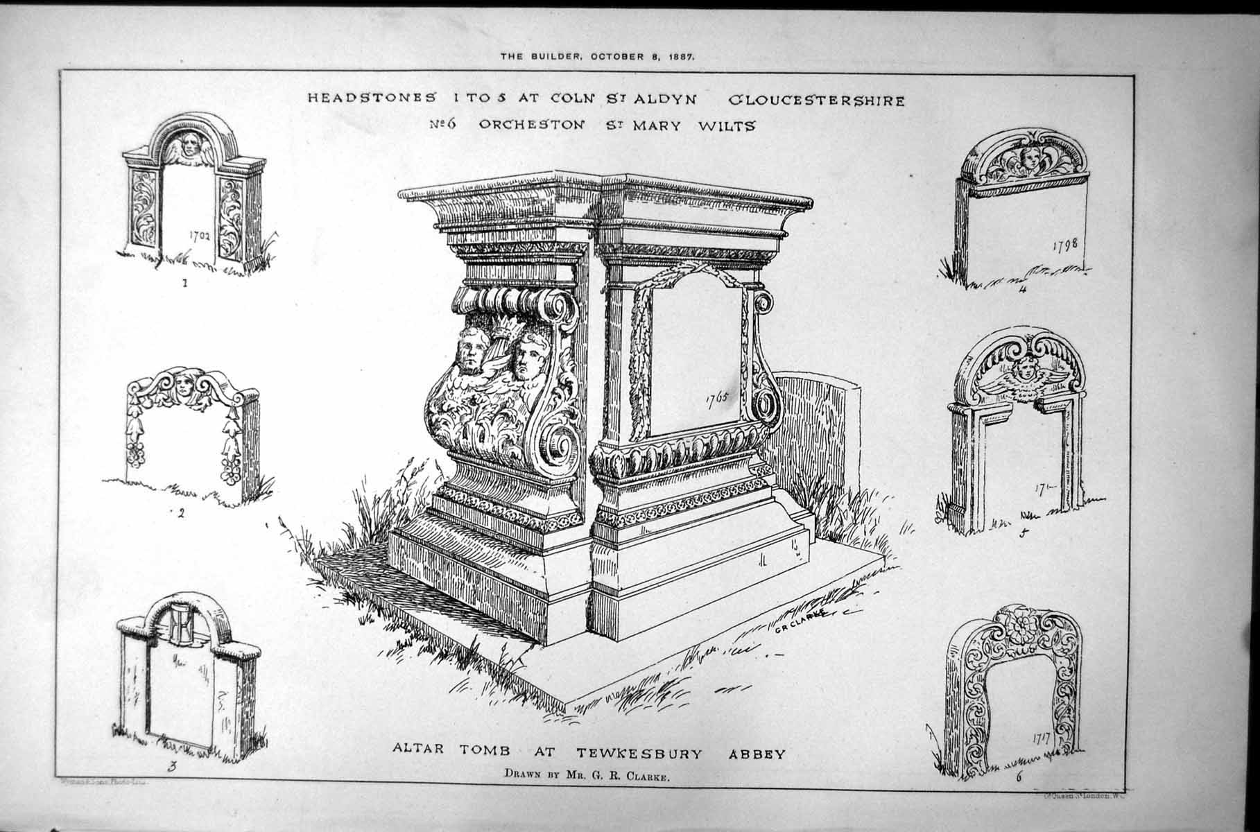 Old Headstones Coln St Aldwyn St Mary Wilts Tomb Tewkesbury Abbey 1887 19th