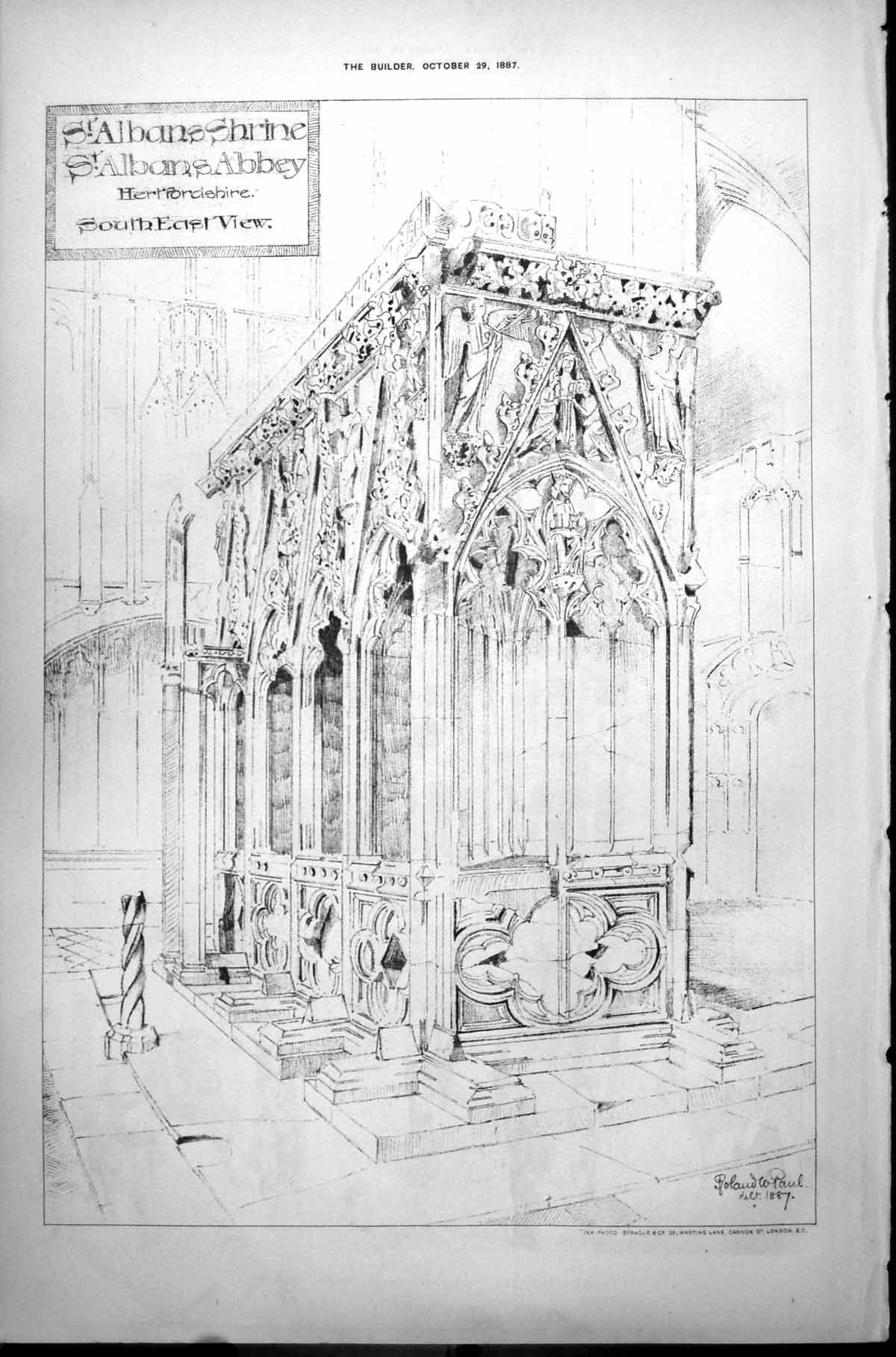 Old St Albans Shrine St Albans Abbey Hertfordshire South East View 1887 19th