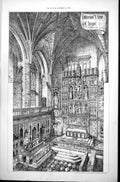 Old Antique Print Interior View Chapel Altar Sculptures J O Harris 1887 19th