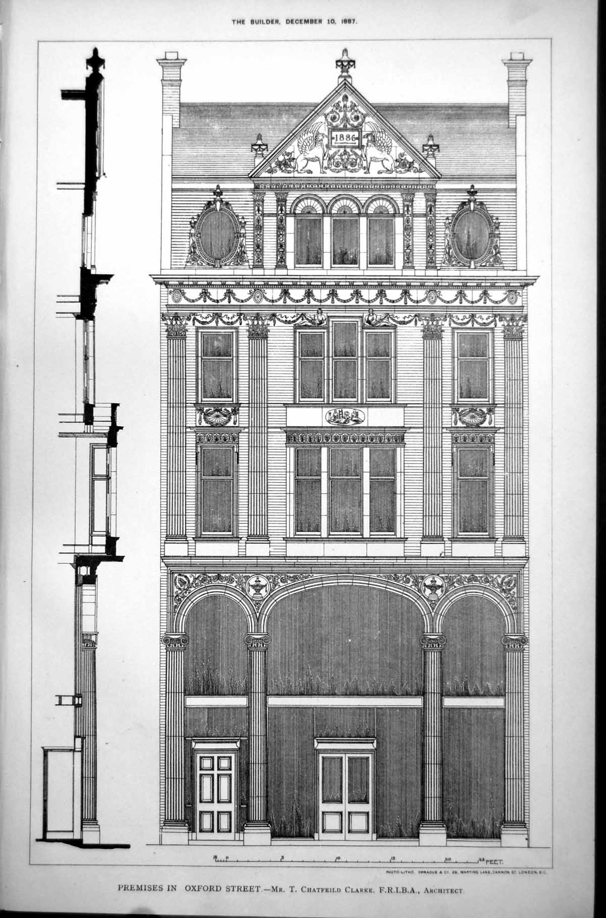 Old Premises Oxford Street Front View T Chatfeild Clarke Architect 1887 19th