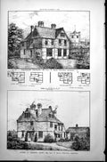 Print Sidlesham Vicarage House Charing Kent Plans Lacy Ridge Architect 1887