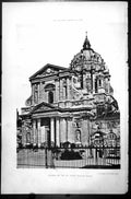 Original Old Antique Print Church Val De Grace Principal Facade 1887Victorian