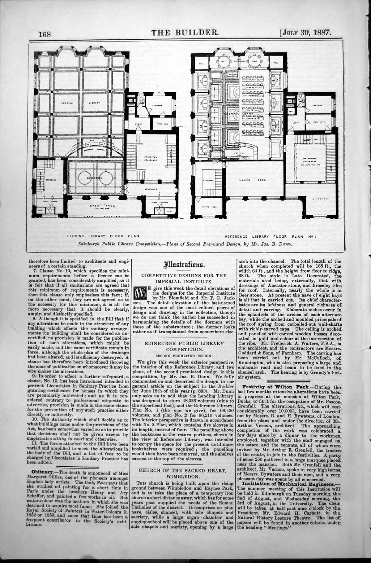 Old Edinburgh Public Library Plans Lending Reference James Dunn 1887 Victorian
