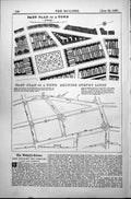 Old Print Part Plan Town Showing Survey Lines Plan Roads Theodolite 1887 19th