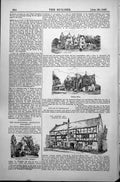 Original Old Antique Print Hinton Abbey Ruins George Inn Norton-St-Philip 1887