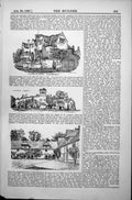 Old Print Almshouses Corsham Lacock Abbey Stables Lacock Town Wilts 1887 19th