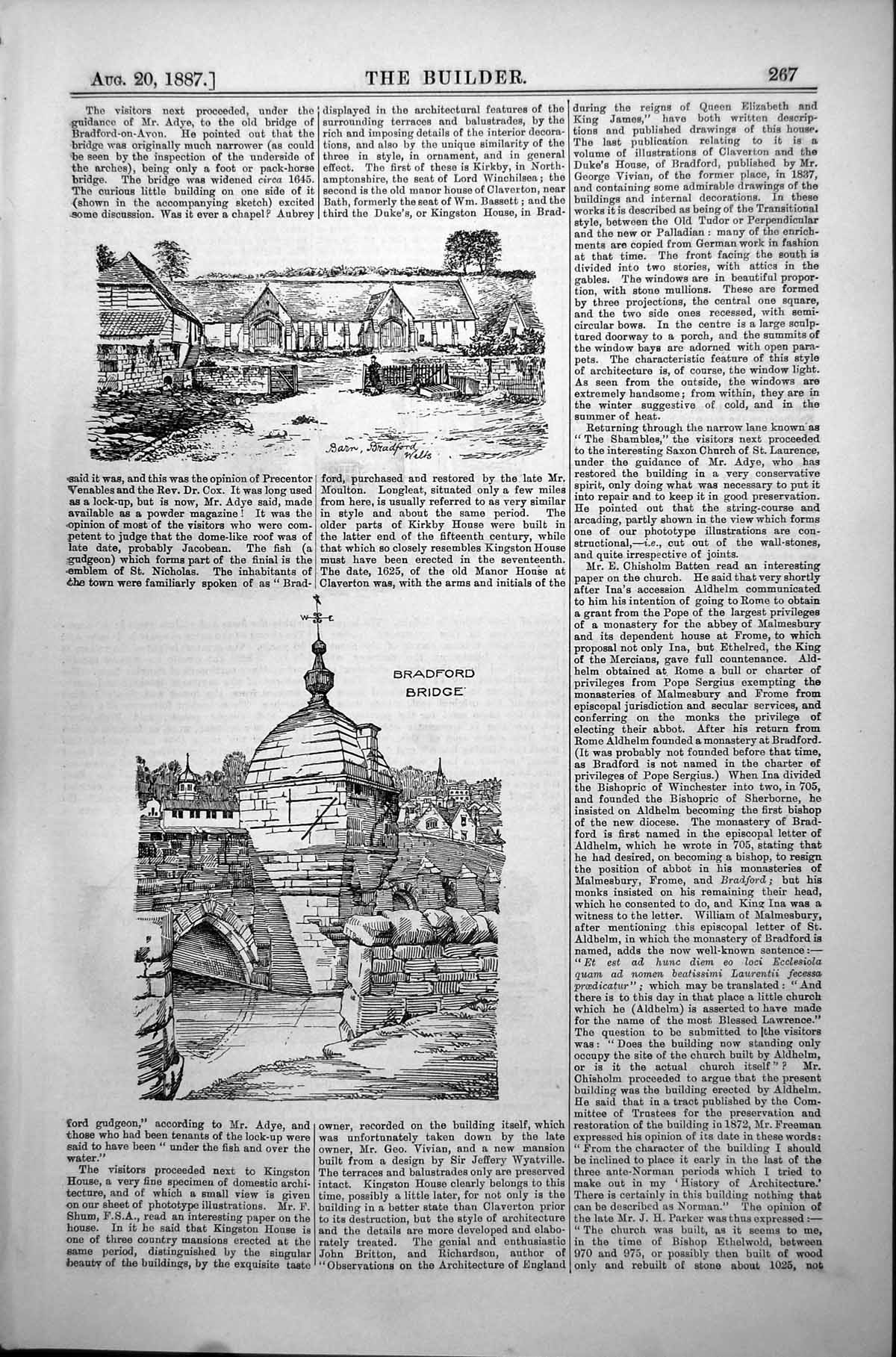 Old Barn Bradford Wilts Bradford Bridge South Wraxhall Gt Chalfield1887 19th