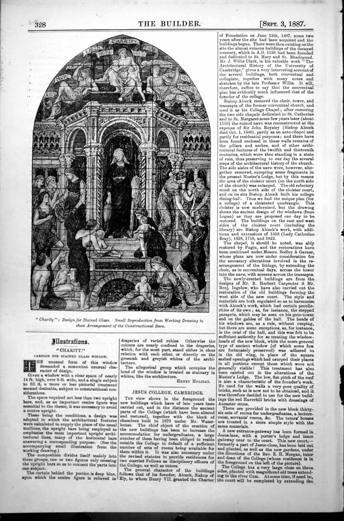 Old Charity Design Stained Glass Working Drawing Constructional Bars1887 19th