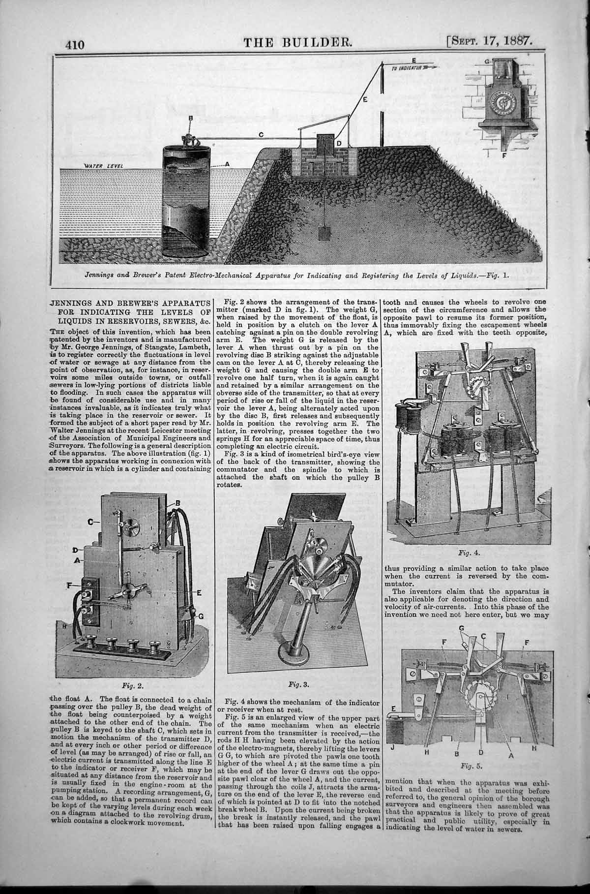 Print Electro Mechanical Apparatus Levels Liquids Plan St Philips Church1887