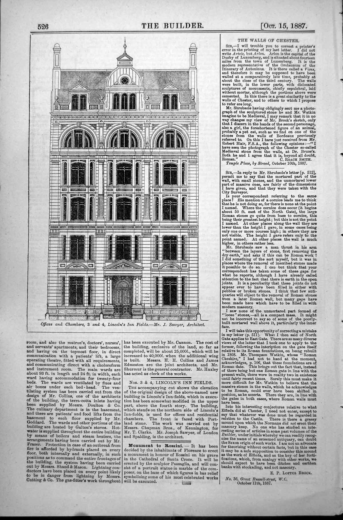 Old Offices Chambers&Lincolns Inn Fields J Sawyer Architect 1887