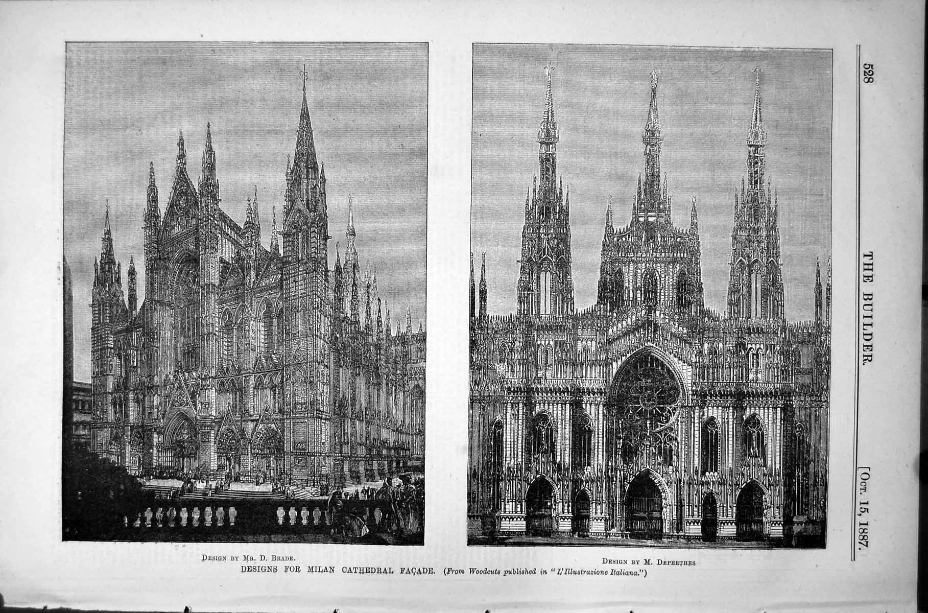 Old Designs Milan Cathedral Facade Plan New Houses Beach Walmer 1887 Victorian