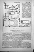 Antique Old Print Plan Terrys Theatre Strand Dress Circle Level Section 1887