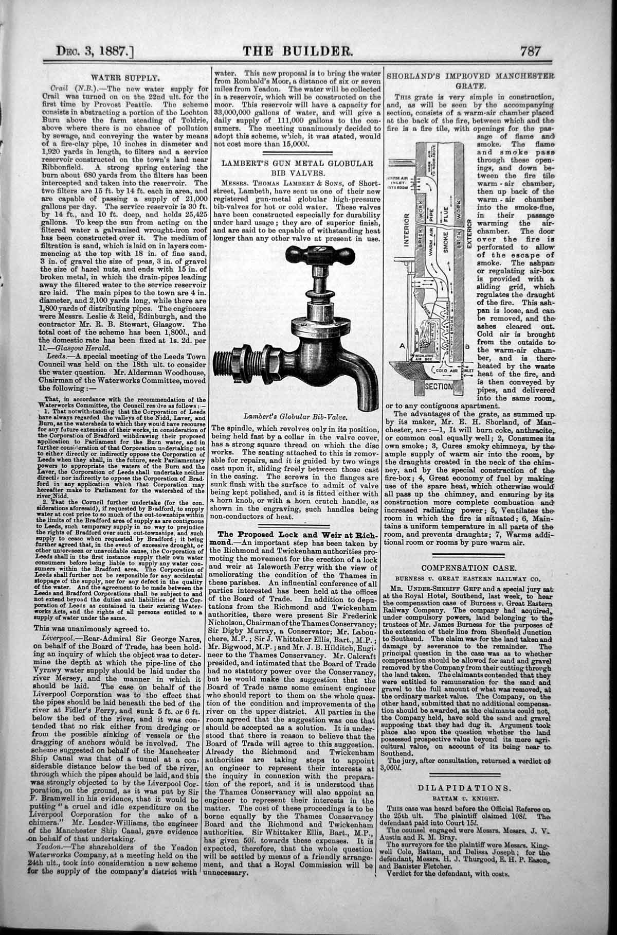 Antique Old Print Lamberts Globular Bib-Valve Shorlands Manchester Grate 1887