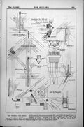 Antique Old Print Grissell GMedal Design RoScantlings Cornice King Post 1887