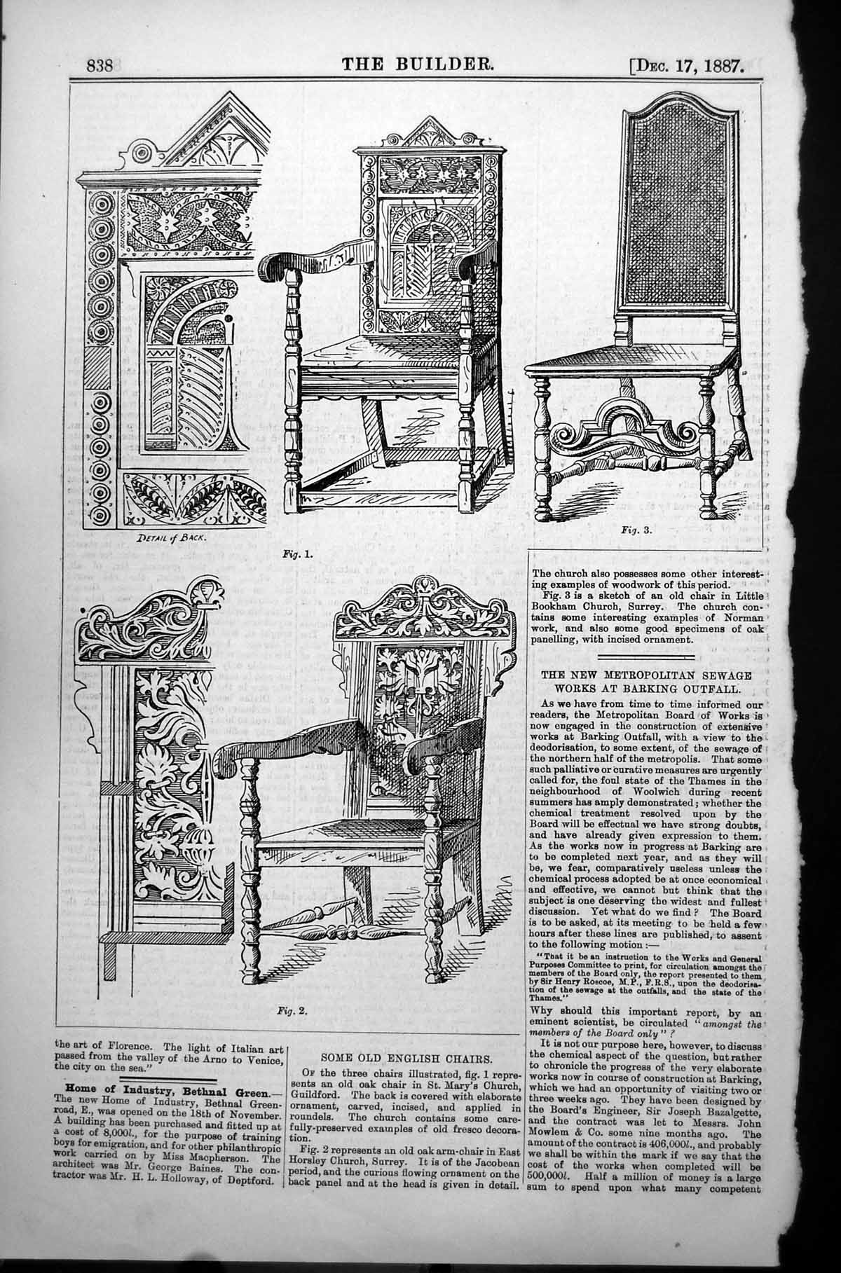 Old English Chairs Oak St Marys Church Guildford Horsley Church 1887 Victorian