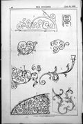Old Antique Print Wrought Hammered Iron Scroll Twist Leaf Candle Her 1888 19th