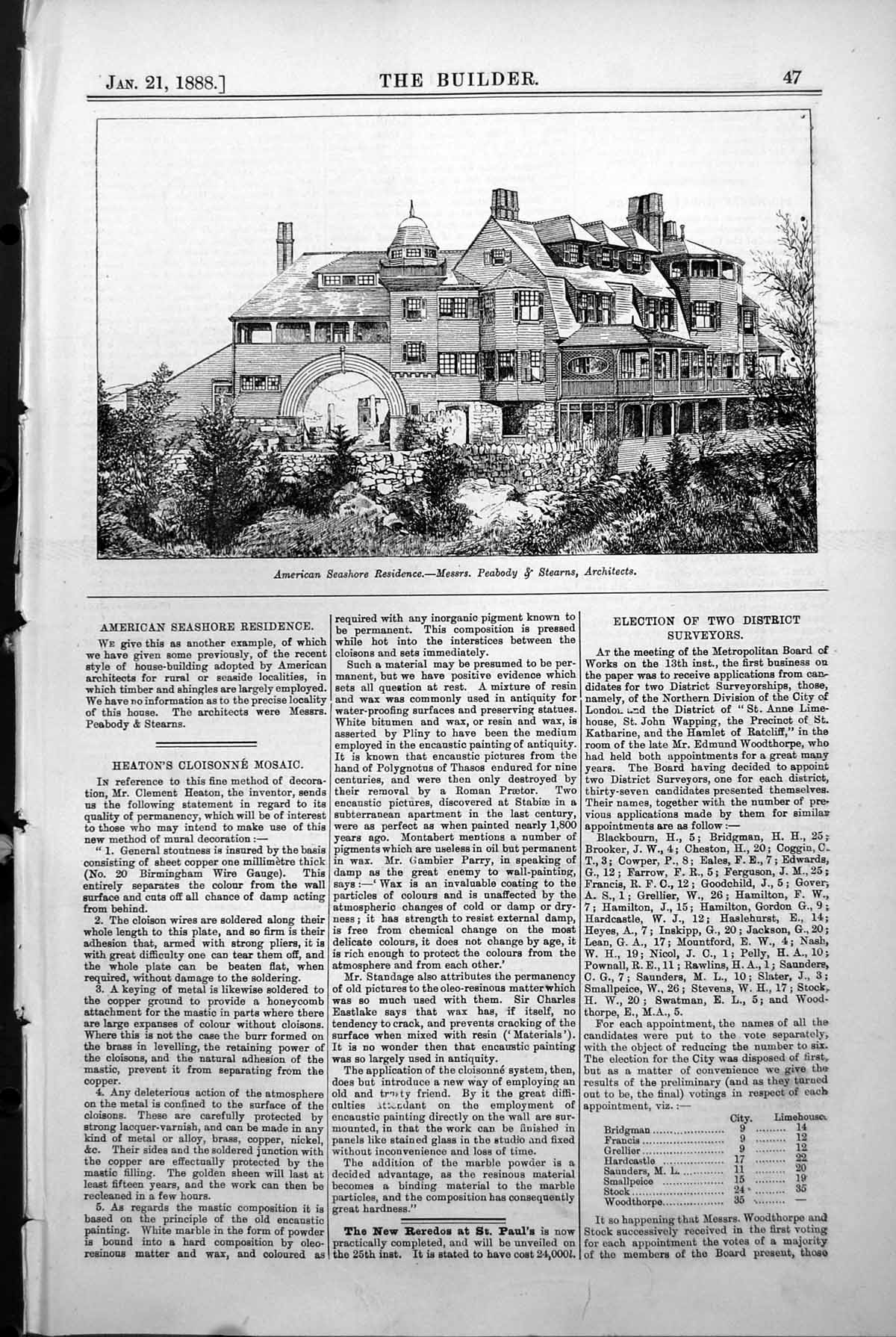 Antique Print American Seashore Residence Peabody & Stearns Architects 1888