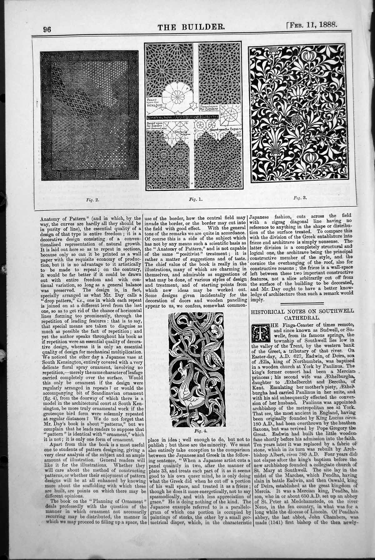 Antique Print Ornament Designs Lewis Day Broken Patches Curves Flowers 1888