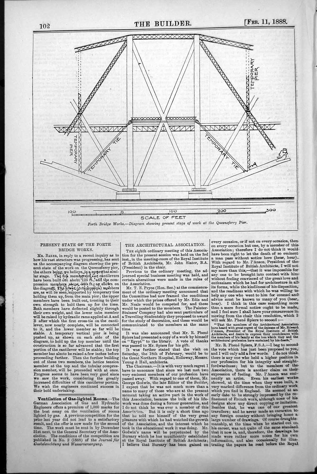 Antique Old Print Forth Bridge Works Present Stage Work Queensferry Pier 1888