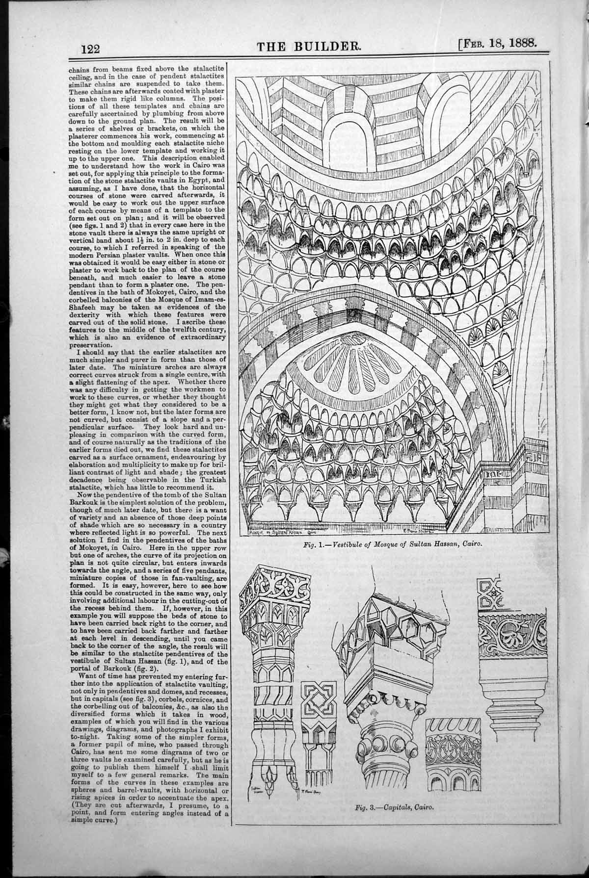Antique Print Plan Vestibule Mosque Sultan Hassan Cairo Capitals Cairo 1888