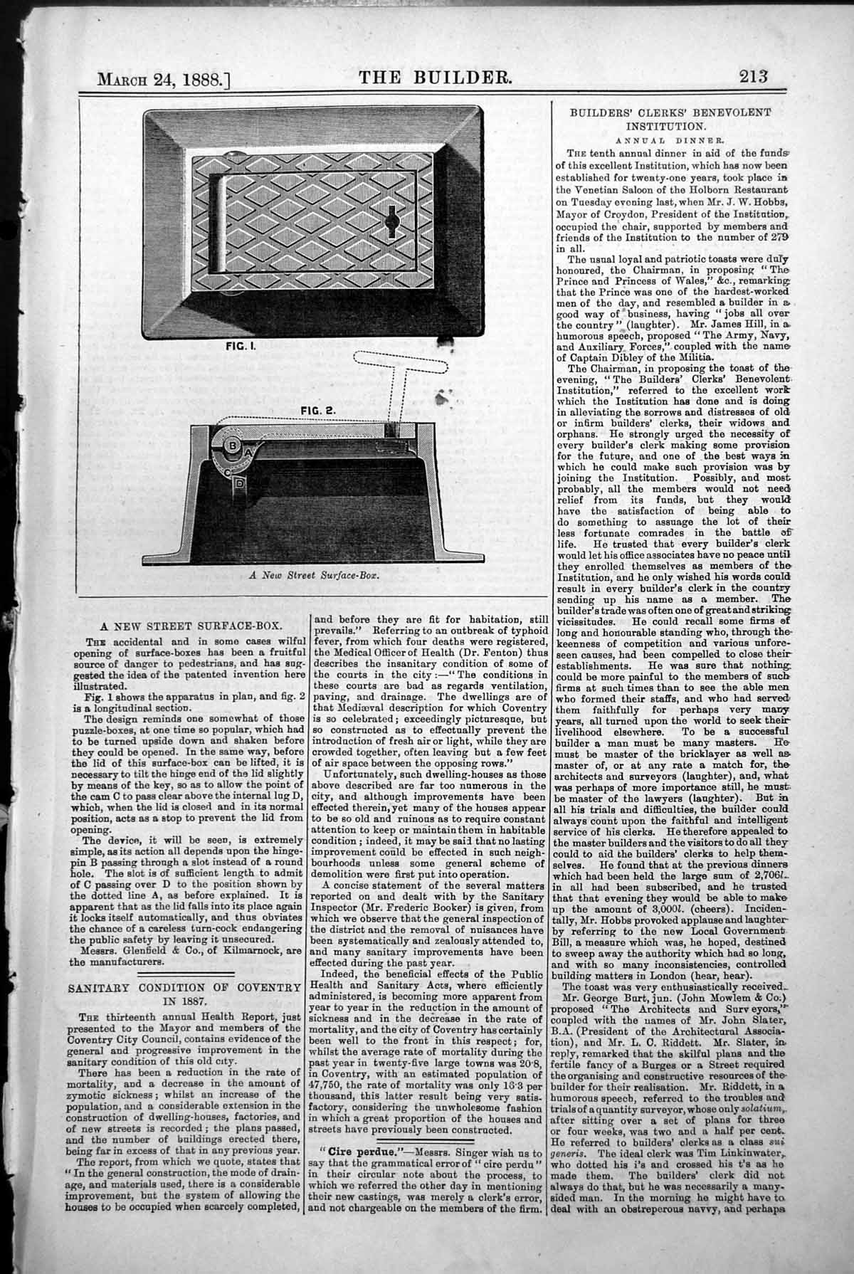 Old New Street Surface Box Lock Stop Opening Glenfield Co Kilmarnock1888 19th