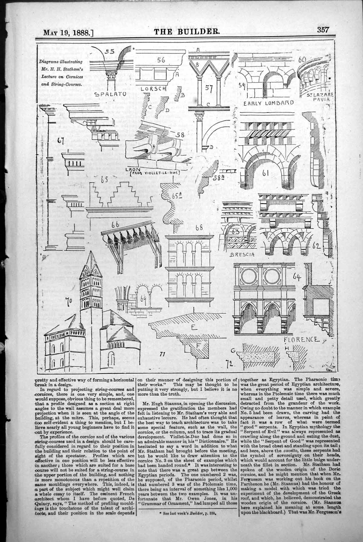 Old H Strathams Lecture Cornices String Courses Brescia Lombard 1888 Victorian