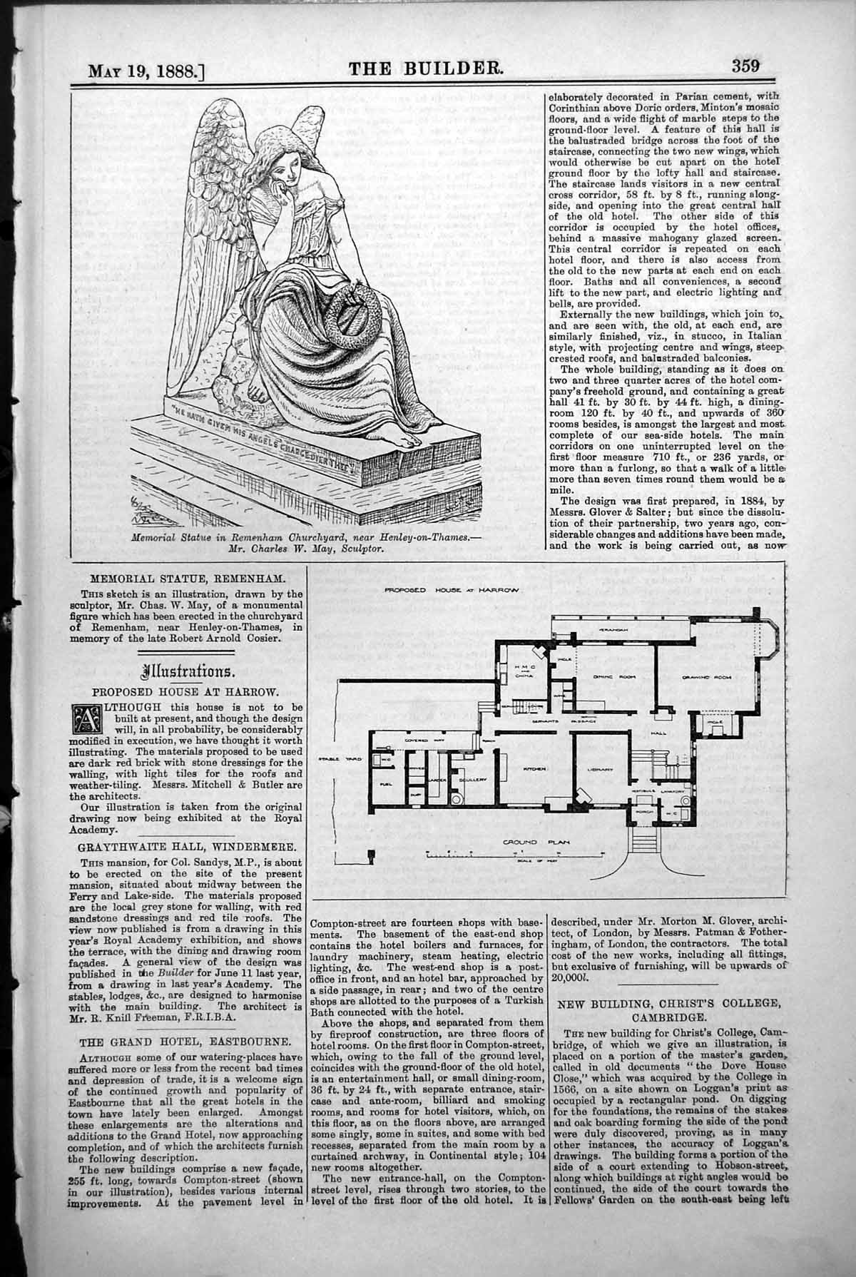 Old Plan House Harrow Statue Remenham Churchyard C May Sculptor 1888 Victorian