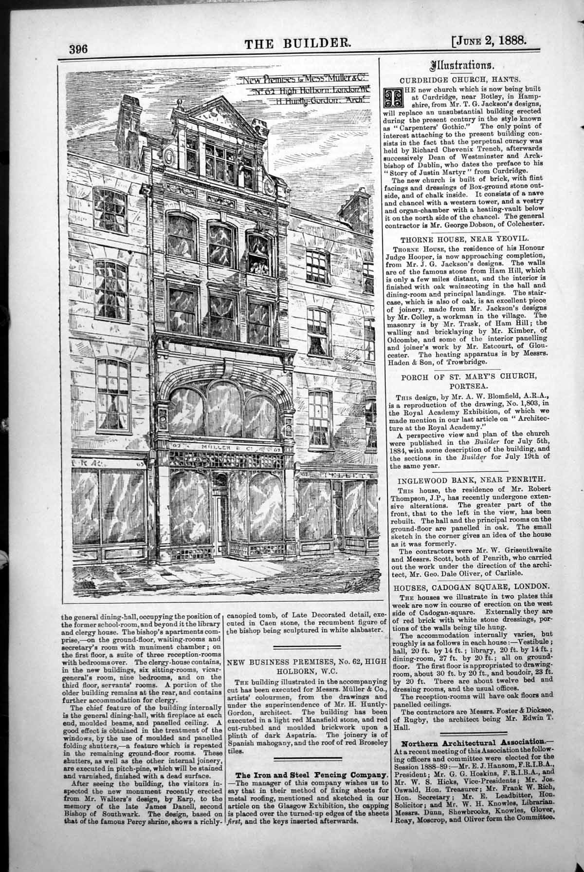 Old New Premises Muller & Co 62 High Holborn London Huntly Gordon 1888